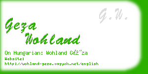 geza wohland business card